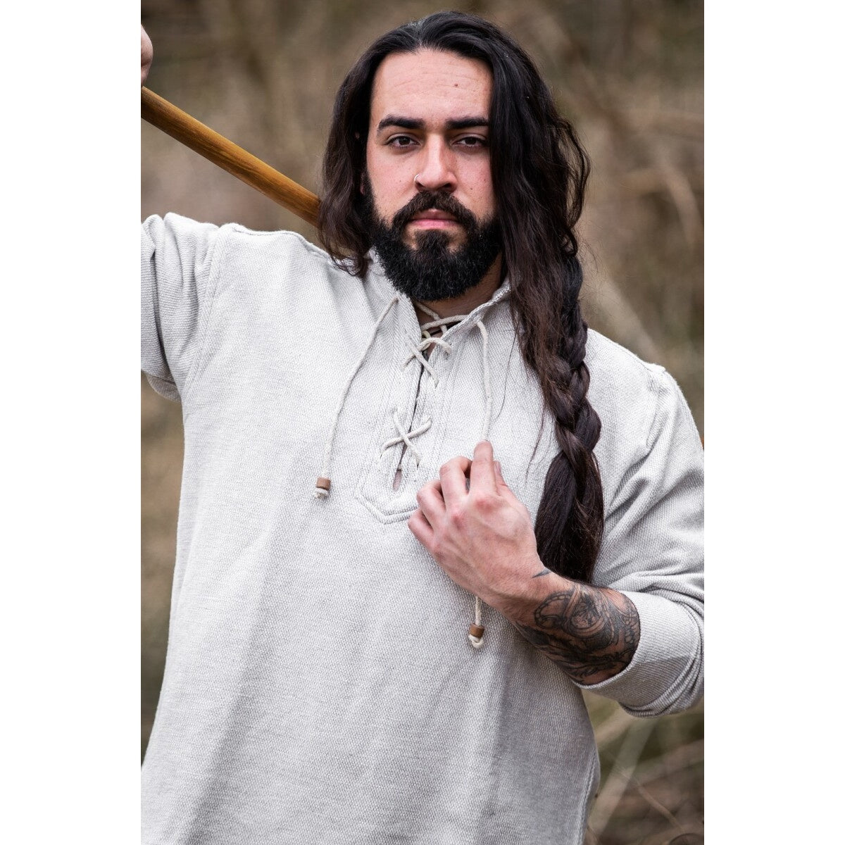 Immagine del prodotto Camicia medievale in cotone Ingolf tessuta a mano grigia