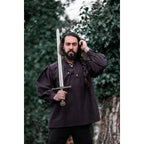 Immagine del prodotto Camicia medievale con colletto alto e lacci Friedrich marrone