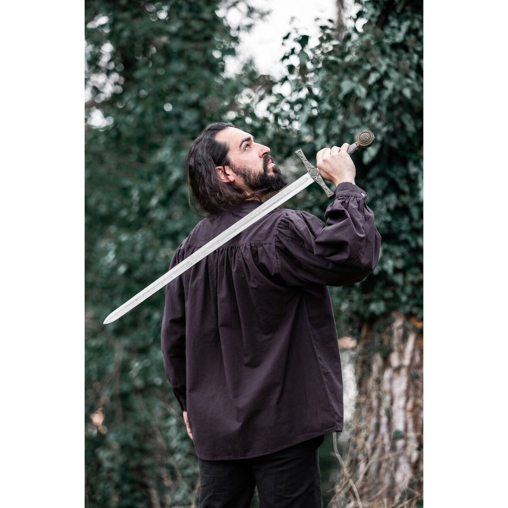 Immagine del prodotto Camicia medievale con colletto alto e lacci Friedrich marrone