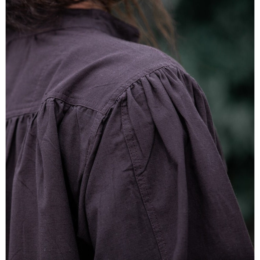 Immagine del prodotto Camicia medievale con colletto alto e lacci Friedrich marrone
