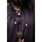 Immagine del prodotto Camicia medievale con colletto alto e lacci Friedrich marrone