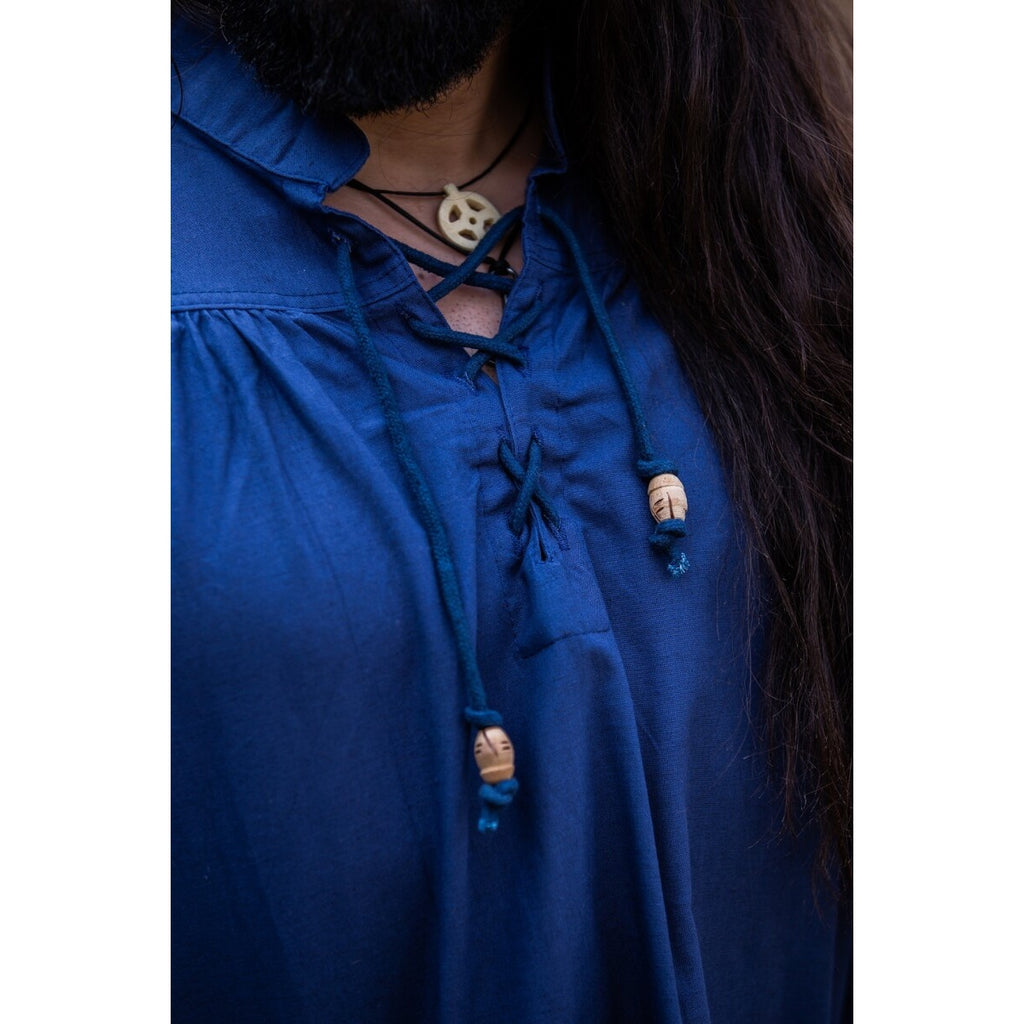 Product image Medieval Stand-Up Collar Lace-Up Shirt Friedrich blue