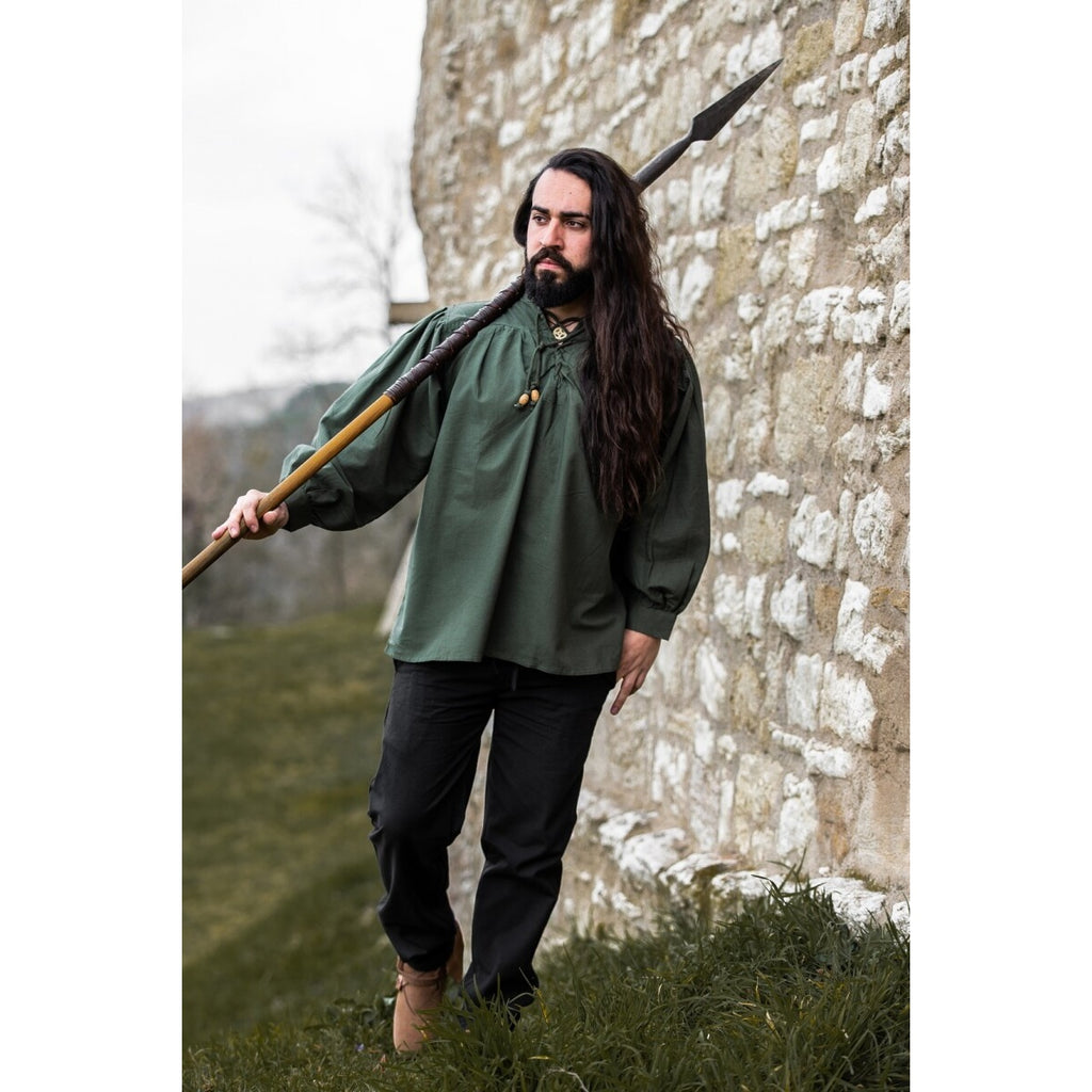 Immagine del prodotto Camicia medievale con colletto in piedi e allacciatura Friedrich verde