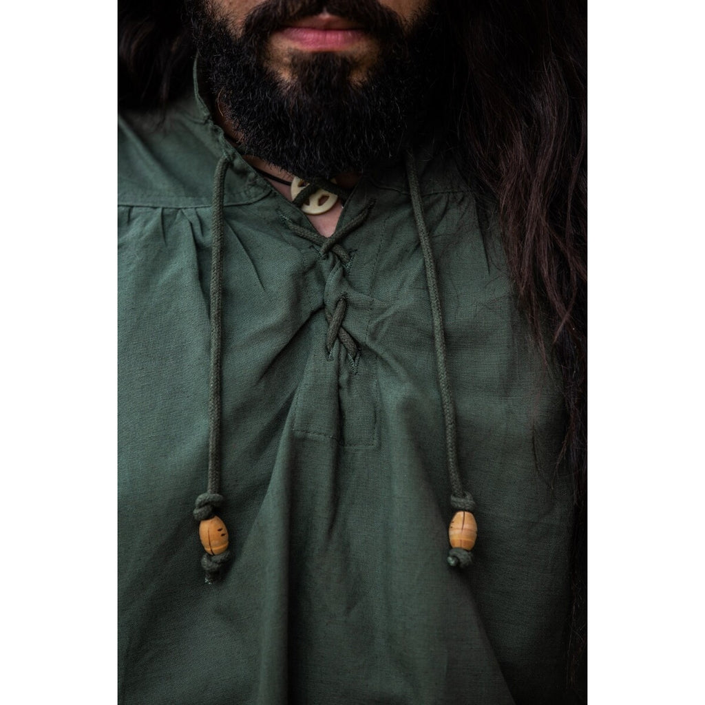 Immagine del prodotto Camicia medievale con colletto in piedi e allacciatura Friedrich verde