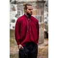 Immagine del prodotto Camicia medievale con collo alto e lacci Friedrich rosso bordeaux