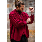 Immagine del prodotto Camicia medievale con collo alto e lacci Friedrich rosso bordeaux