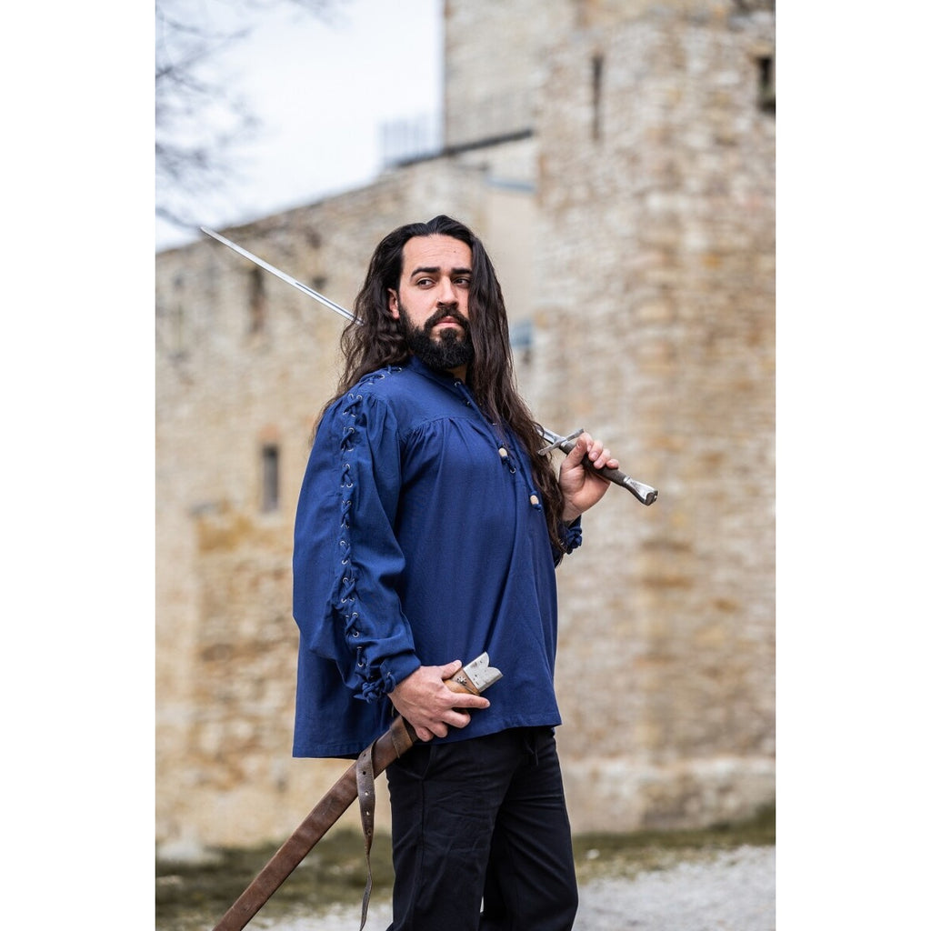 Immagine del prodotto Camicia medievale con lacci e occhielli Adrian blu
