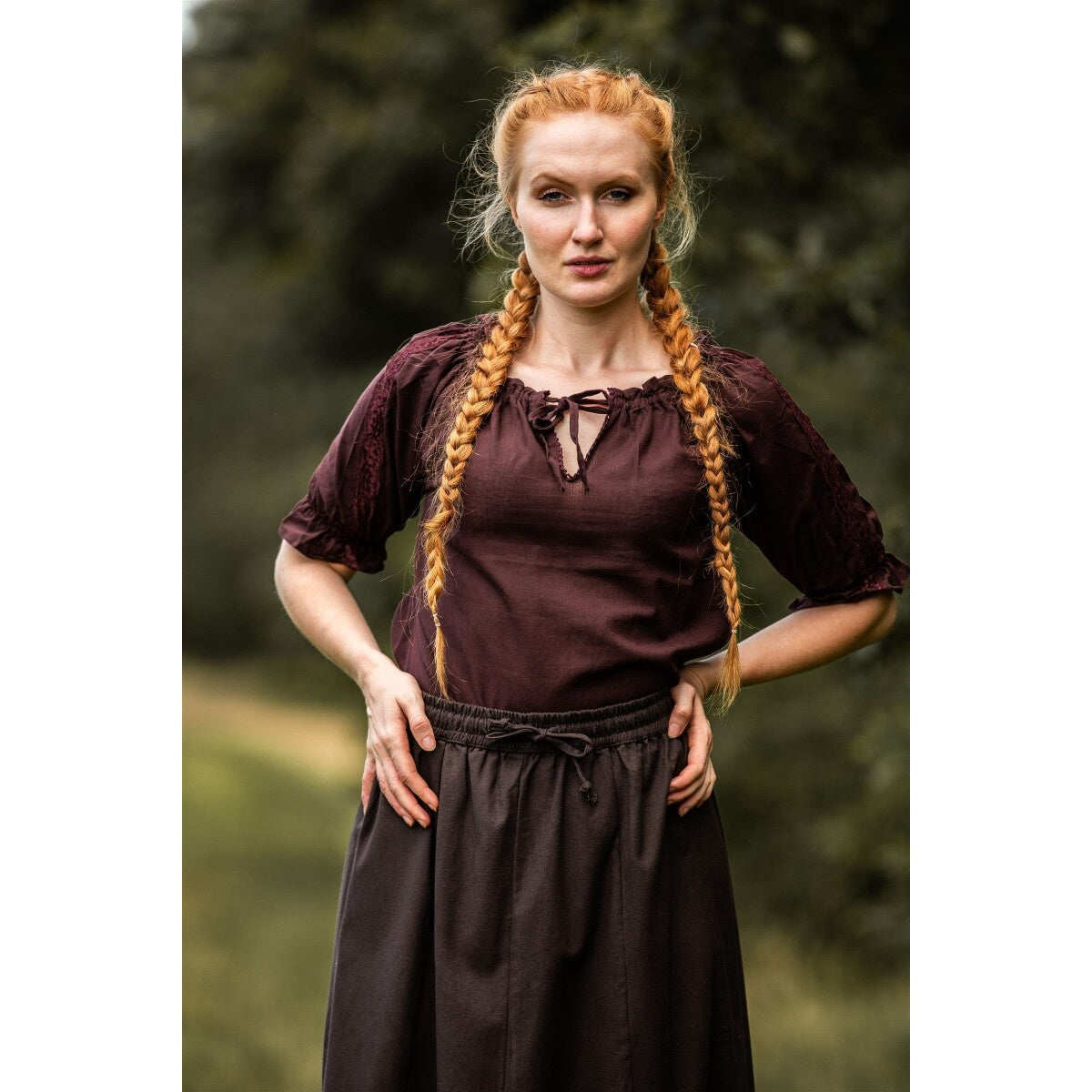Immagine del prodotto Blusa medievale a maniche corte Sandra marrone scuro