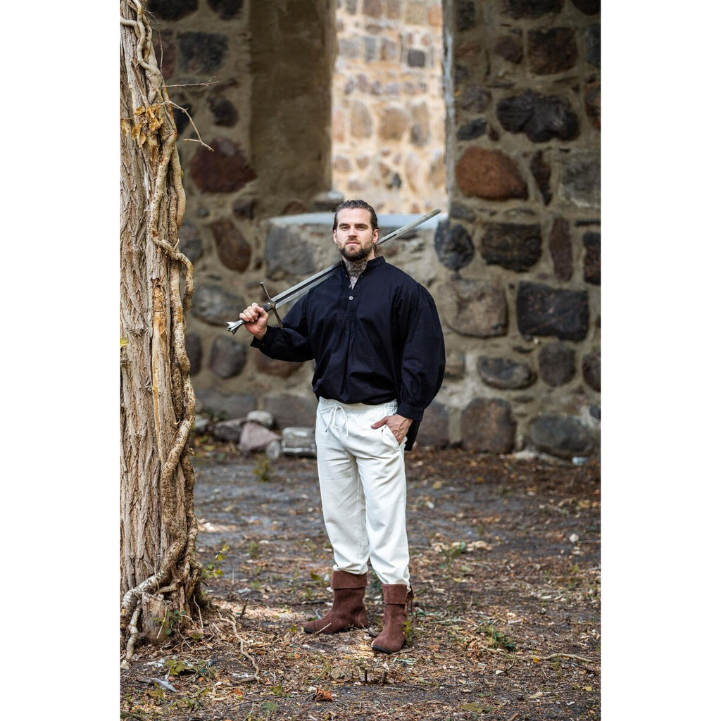 Immagine del prodotto Camicia medievale con pieghe e bottoni in legno Oswald nera