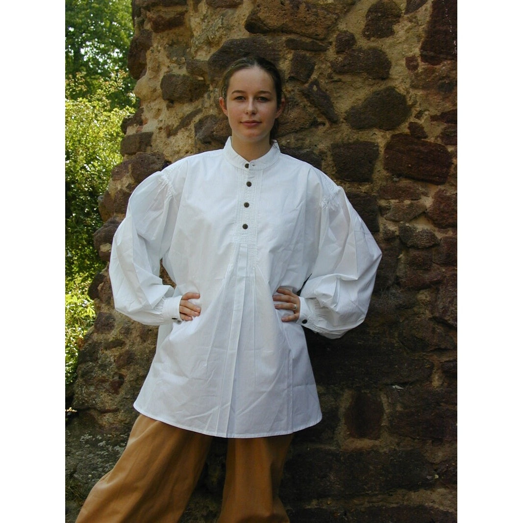 Product image Medieval pintuck shirt with wooden buttons Oswald white