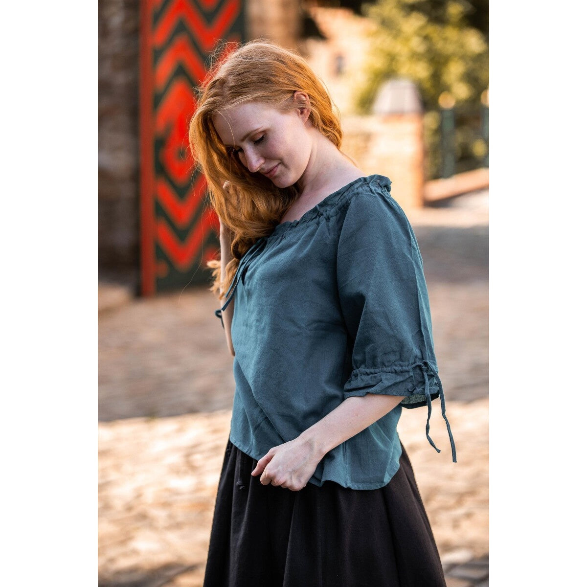 Immagine del prodotto Blusa medievale a maniche corte Vera blu