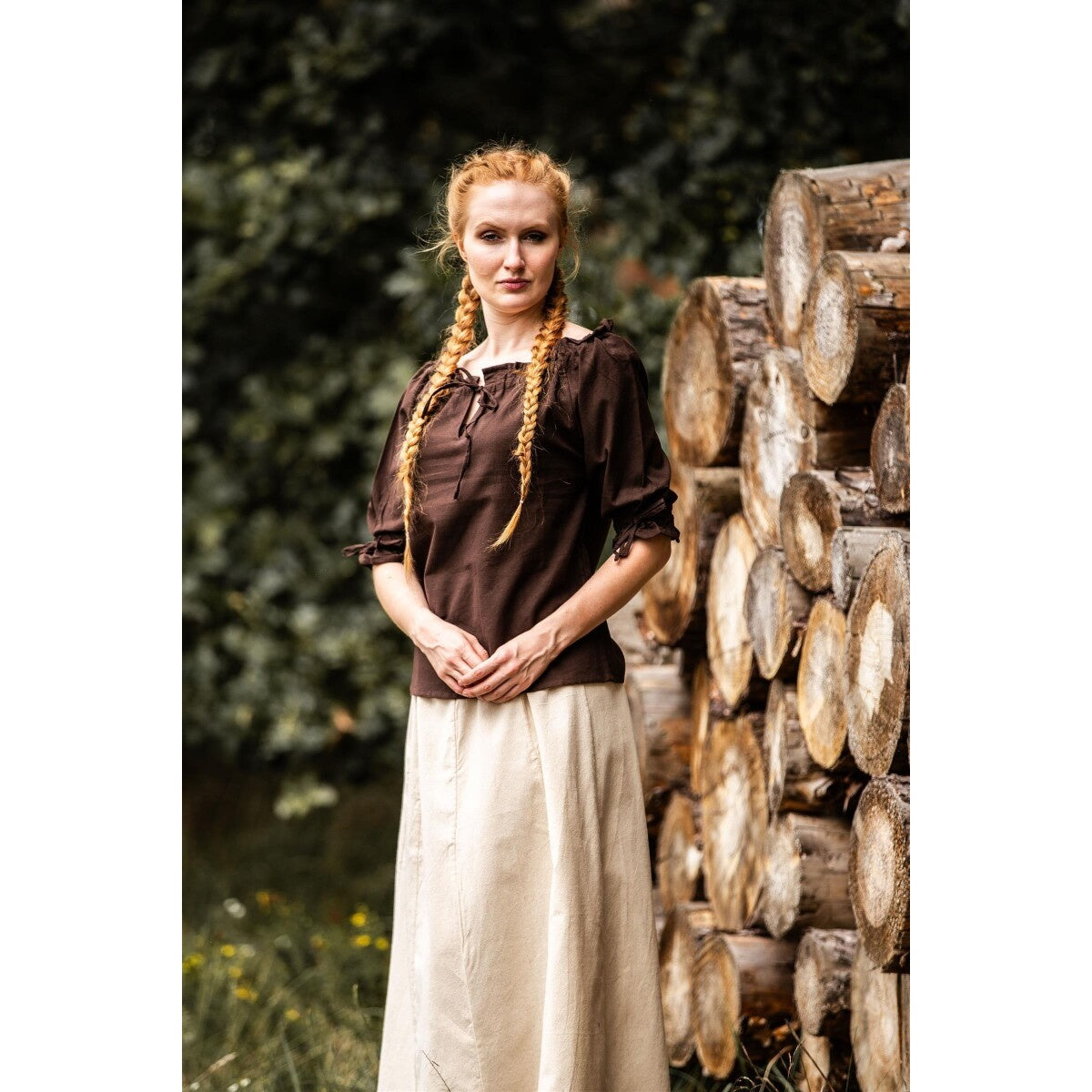 Immagine del prodotto Blusa medievale a maniche corte Vera marrone scuro