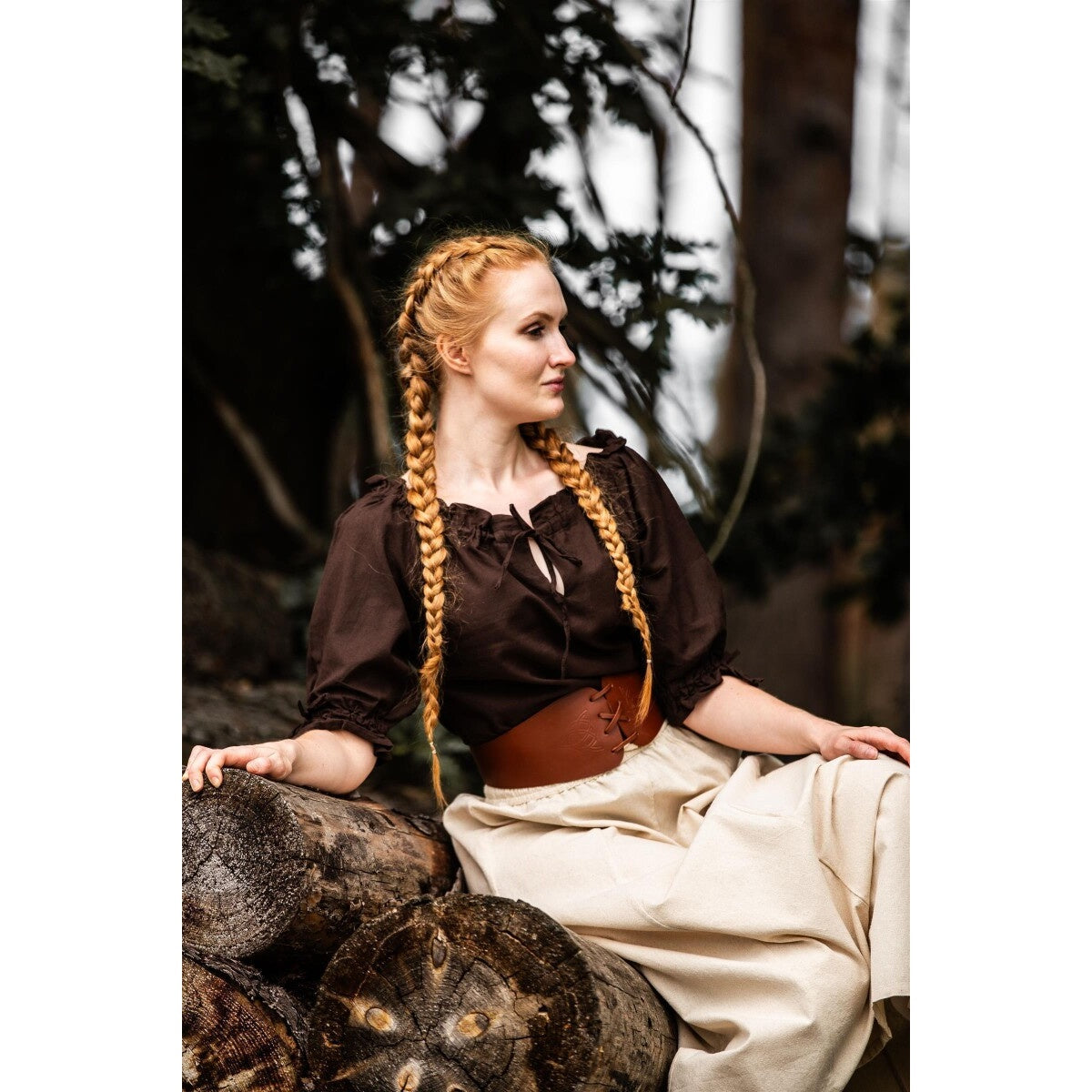 Immagine del prodotto Blusa medievale a maniche corte Vera marrone scuro