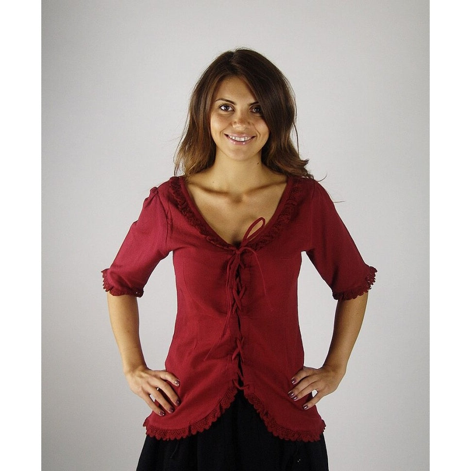 Immagine del prodotto Blusa medievale a maniche corte Gabriela rossa