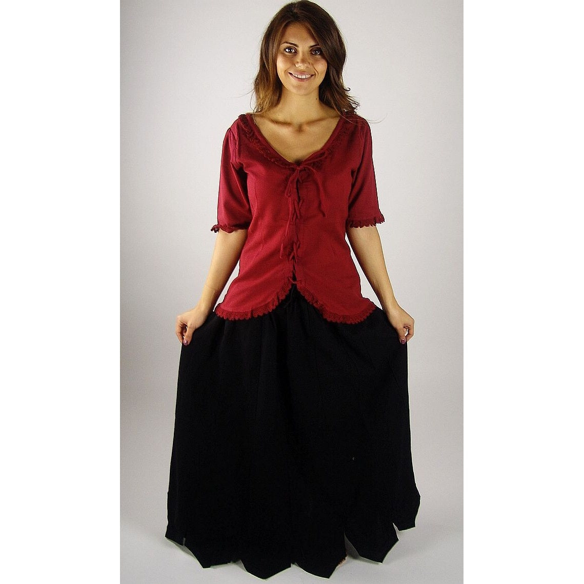 Immagine del prodotto Blusa medievale a maniche corte Gabriela rossa