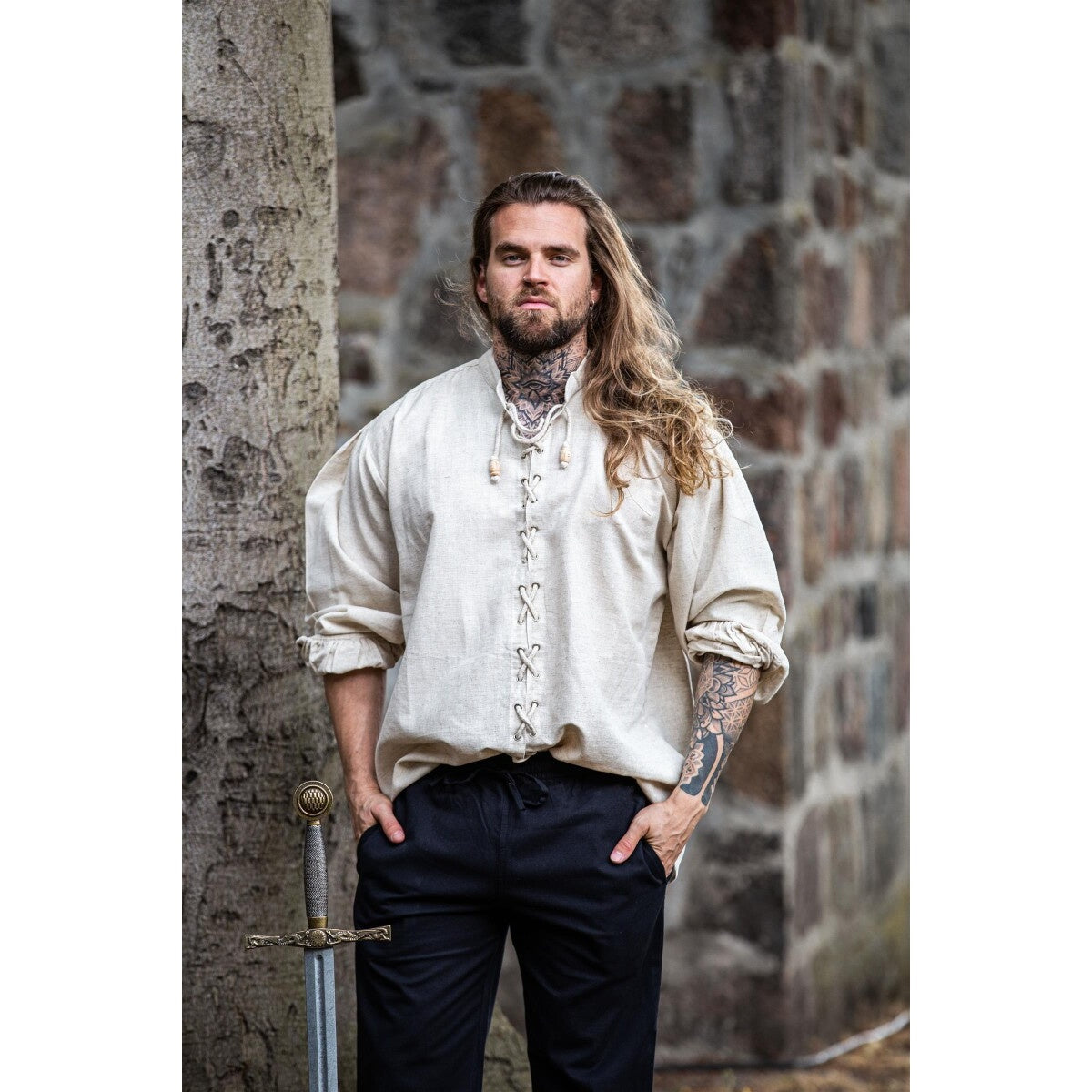 Immagine del prodotto Camicia medievale con lacci Dagwin beige