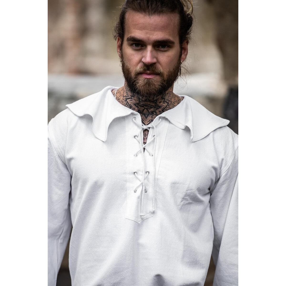 Immagine del prodotto Camicia medievale con colletto tondo Athos bianca