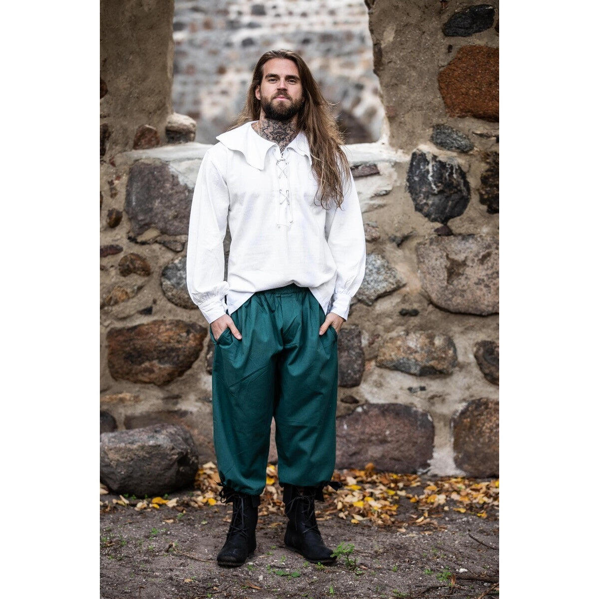 Immagine del prodotto Camicia medievale con colletto tondo Athos bianca