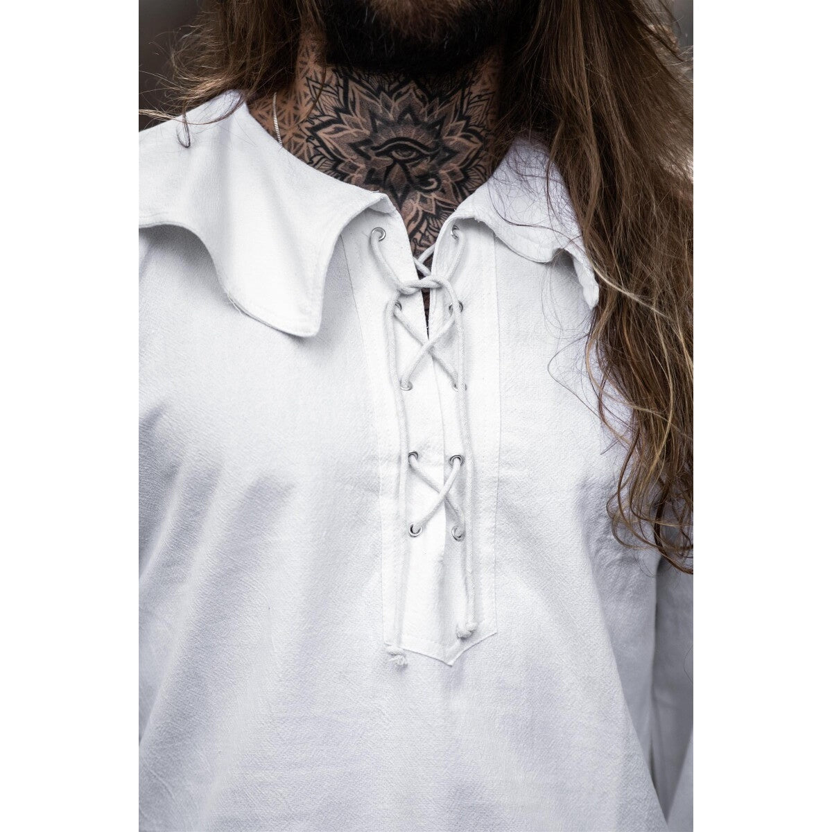 Immagine del prodotto Camicia medievale con colletto tondo Athos bianca
