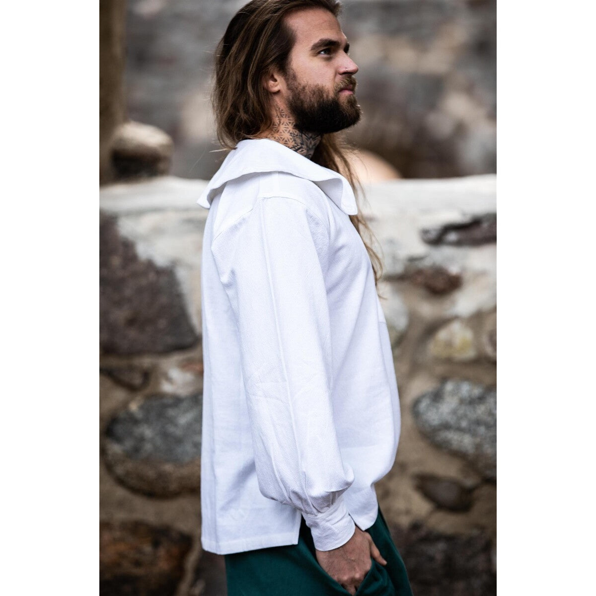 Immagine del prodotto Camicia medievale con colletto tondo Athos bianca