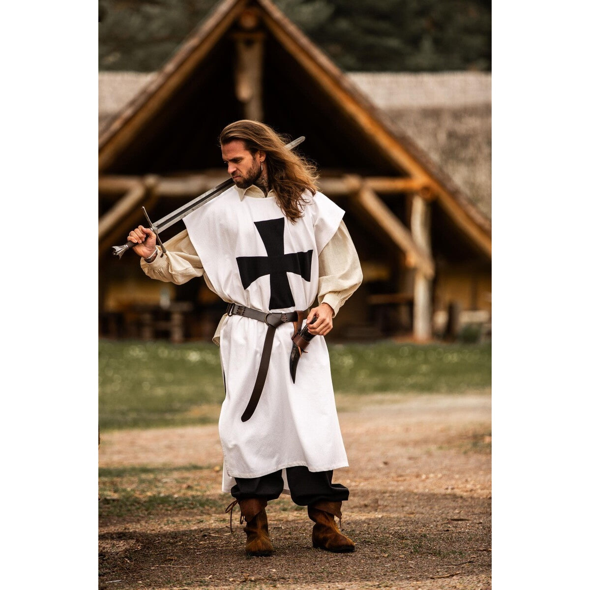 Immagine del prodotto Sopravveste medievale dei Cavalieri Templari bianco-nero