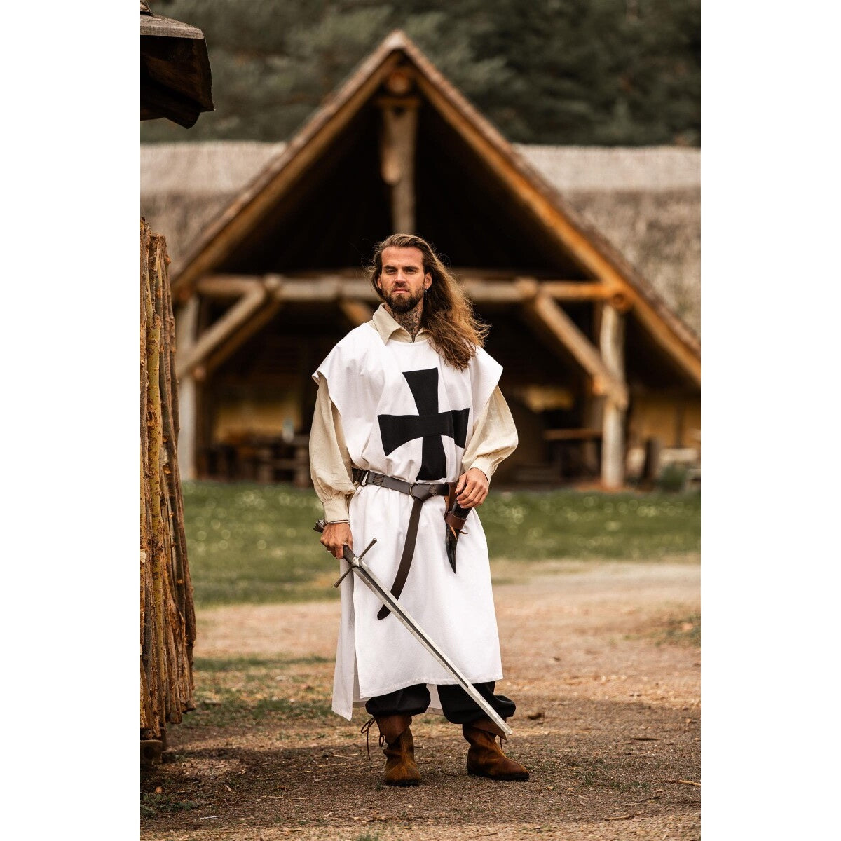 Immagine del prodotto Sopravveste medievale dei Cavalieri Templari bianco-nero