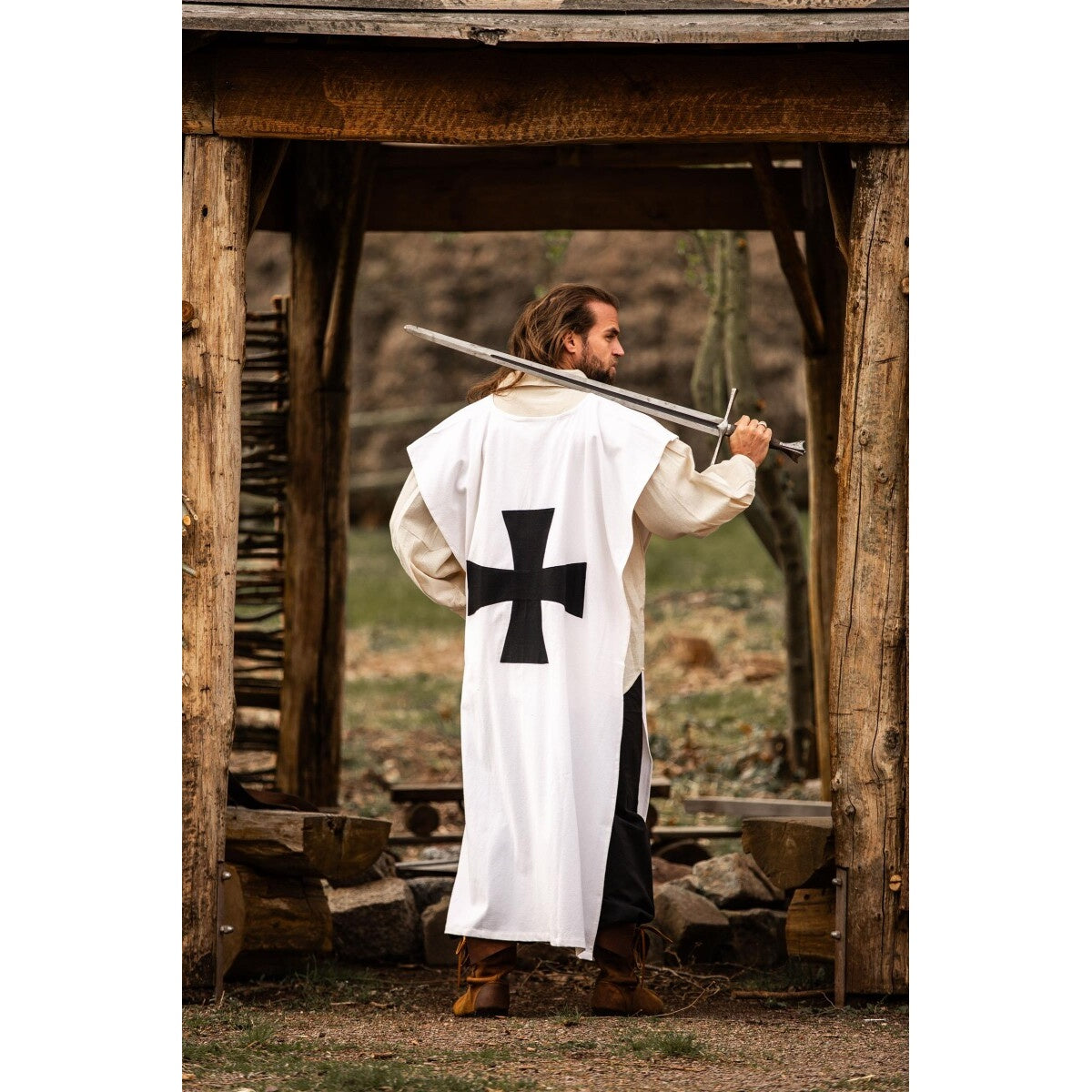 Immagine del prodotto Sopravveste medievale dei Cavalieri Templari bianco-nero
