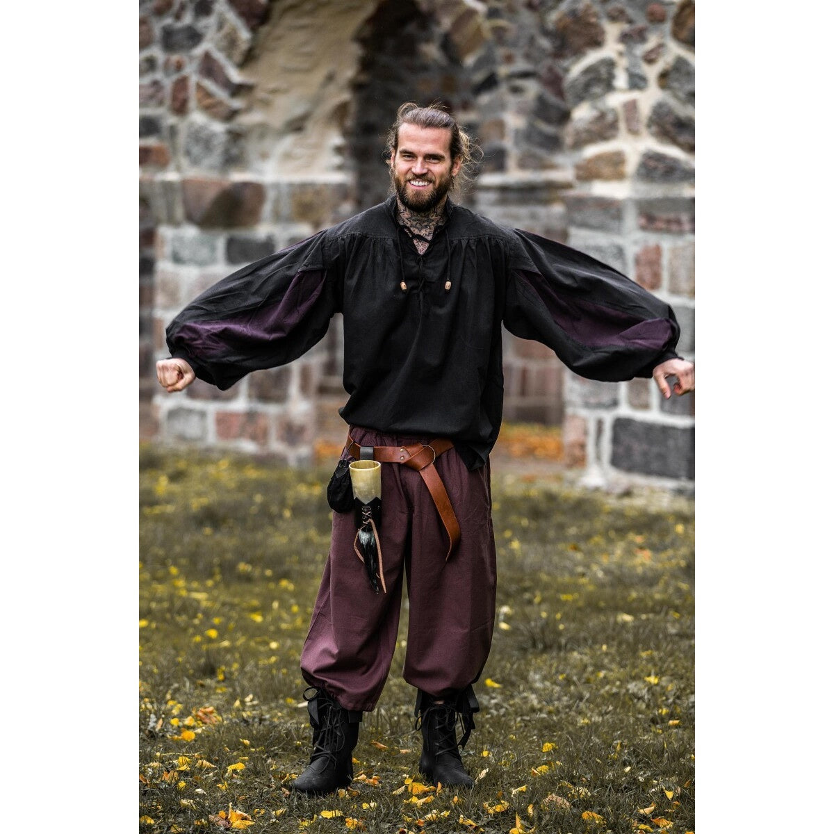 Immagine del prodotto Camicia landsknecht medievale Albert nero-marrone