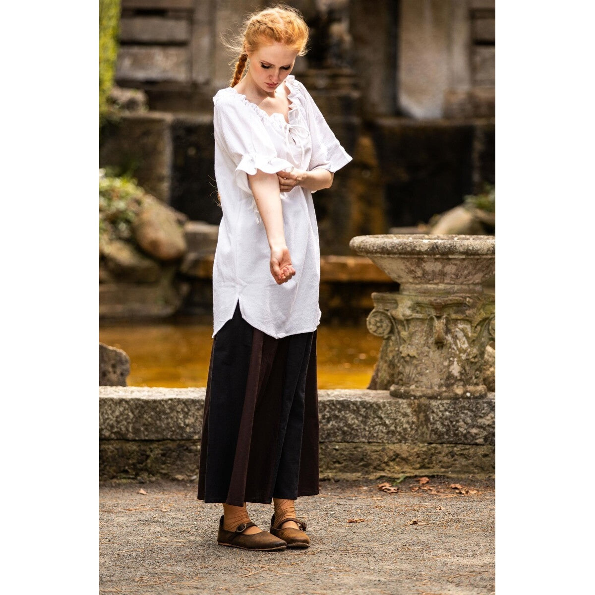 Immagine del prodotto Blusa medievale a maniche corte Verena bianca