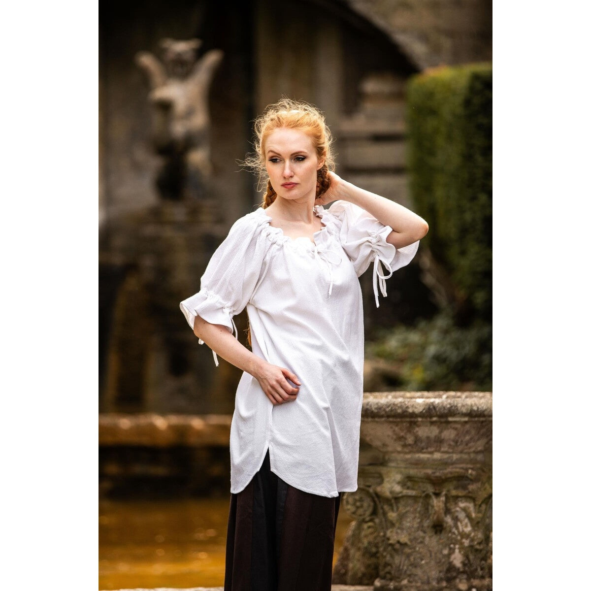 Immagine del prodotto Blusa medievale a maniche corte Verena bianca