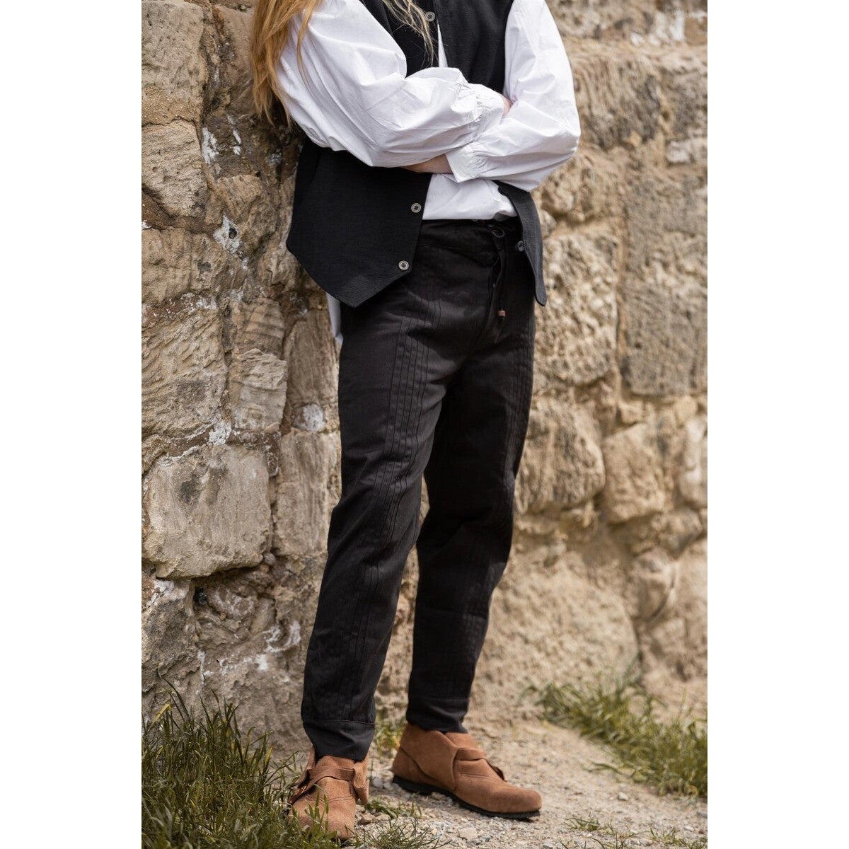 Immagine del prodotto Pantaloni medievali Oskar con cucitura decorativa nero