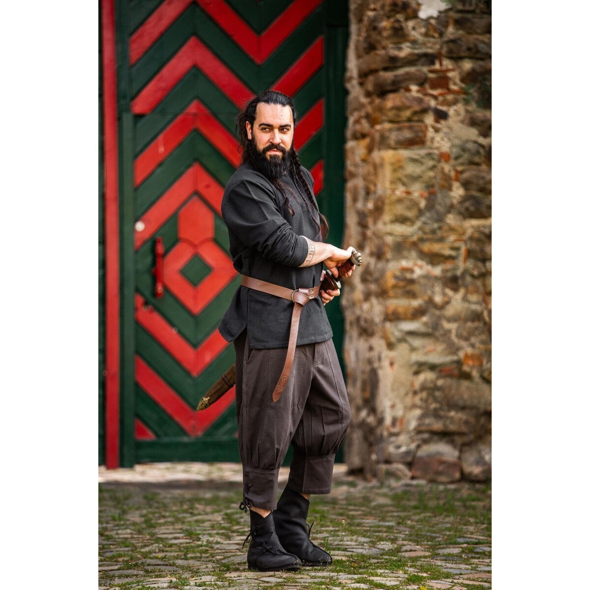 Immagine del prodotto Pantaloni medievali al ginocchio Laurence con allacciatura al polpaccio marrone