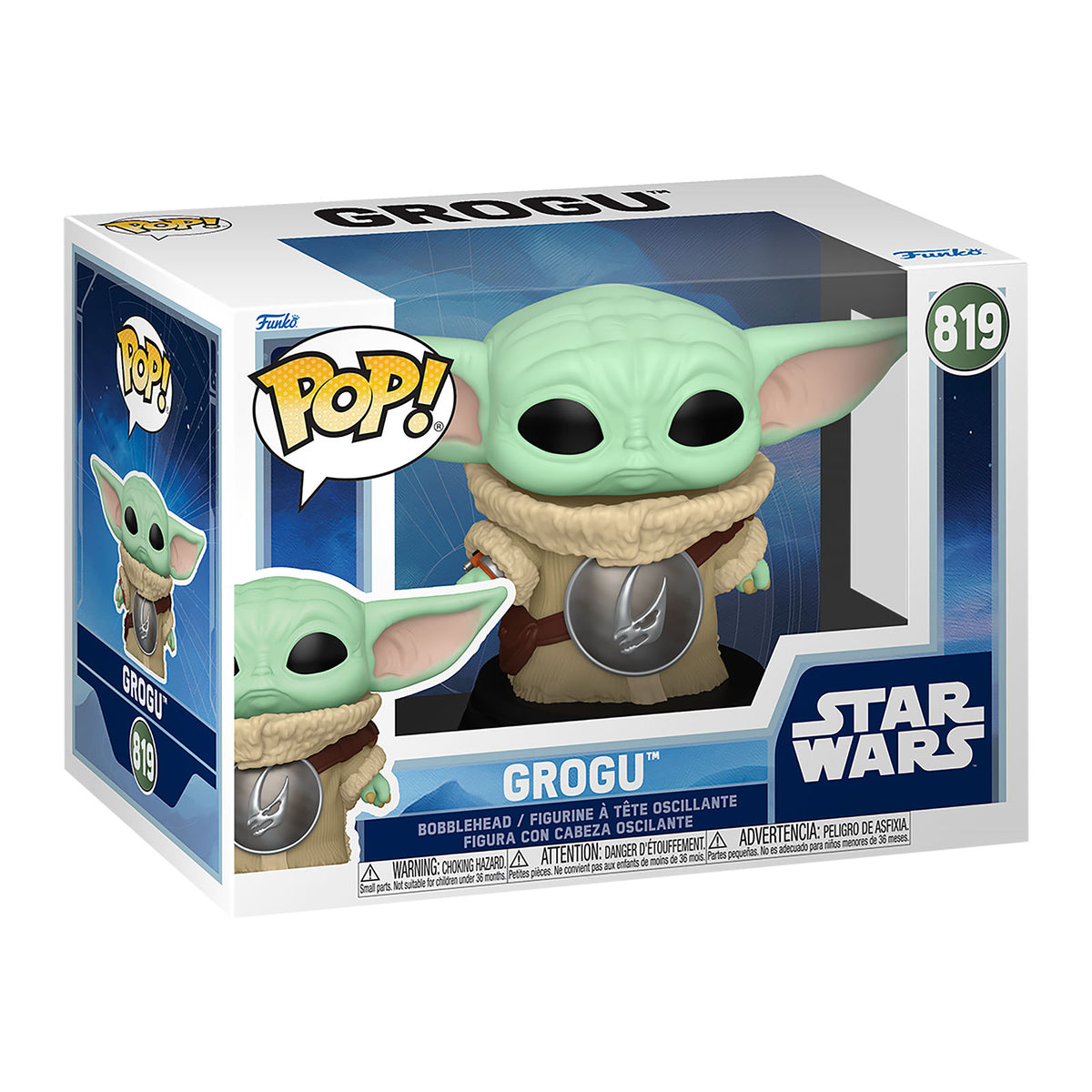 Immagine del prodotto Grogu con armatura pettorale Mudhorn figura Funko Pop Bobble-Head - Star Wars The Mandalorian and Grogu