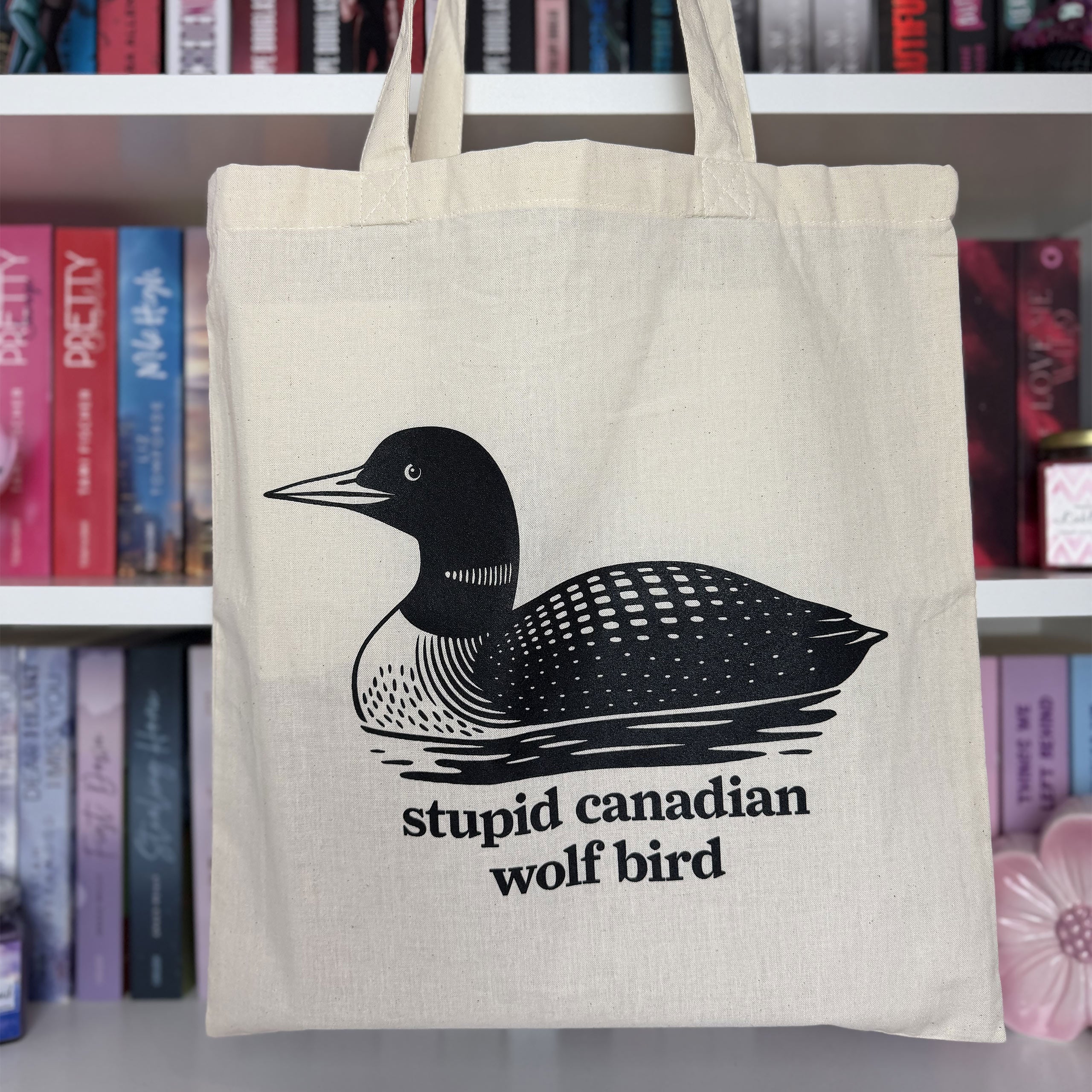 Immagine del prodotto Borsa in tela Stupid Canadian Wolf Bird per fan di Heated Rivalry