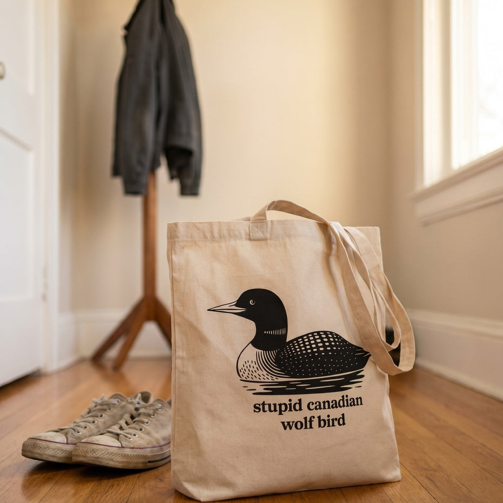 Immagine del prodotto Borsa in tela Stupid Canadian Wolf Bird per fan di Heated Rivalry