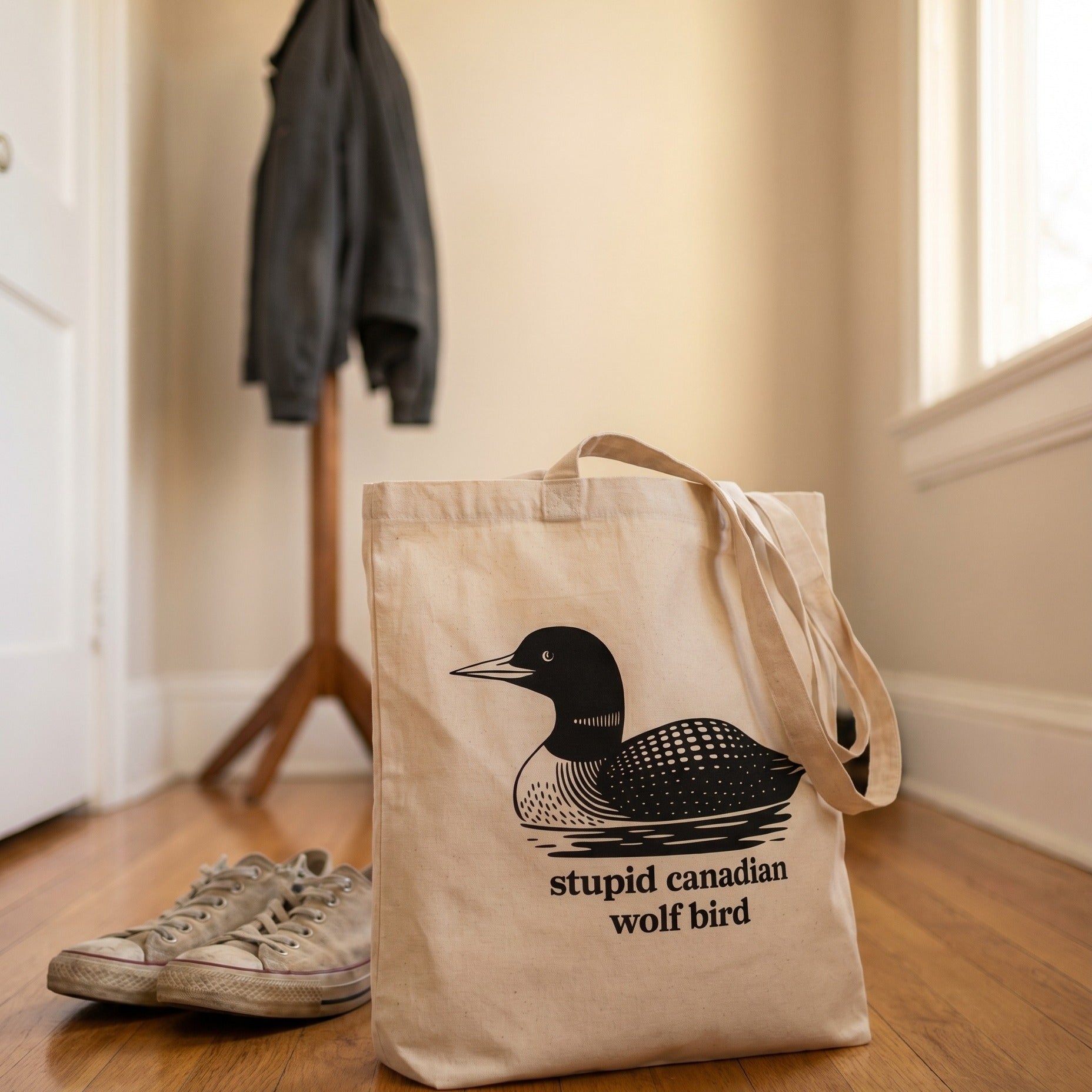 Immagine del prodotto Borsa in tela Stupid Canadian Wolf Bird per fan di Heated Rivalry
