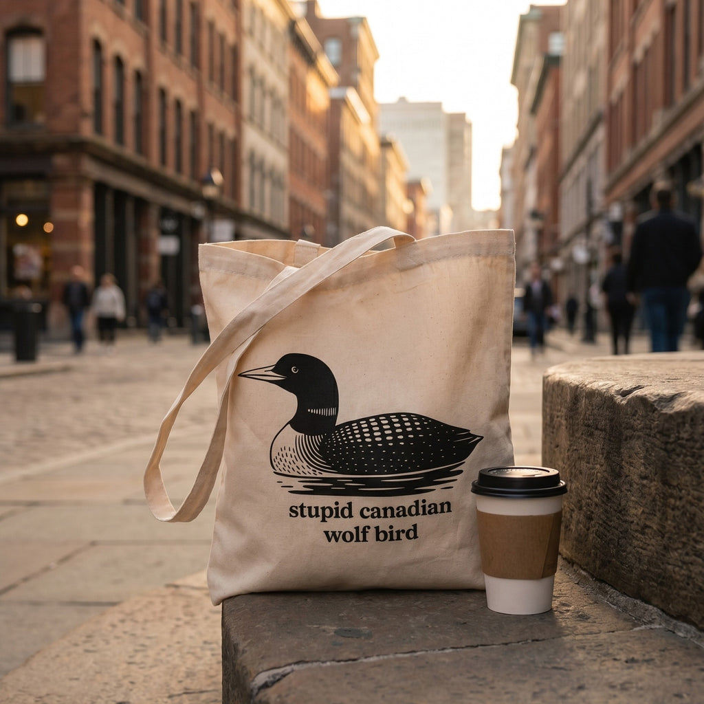 Immagine del prodotto Borsa in tela Stupid Canadian Wolf Bird per fan di Heated Rivalry