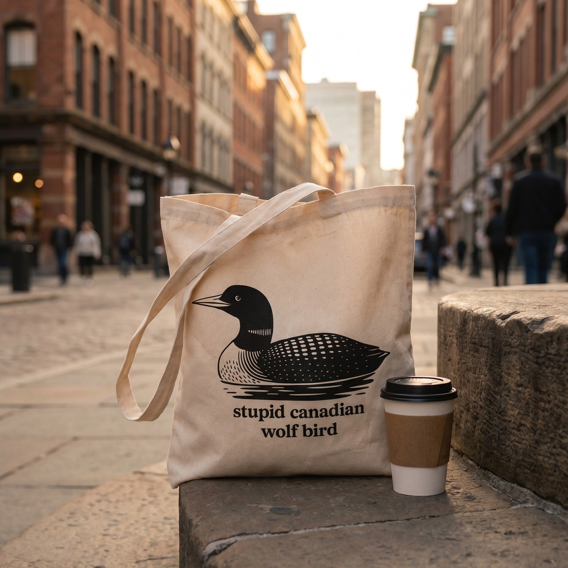 Immagine del prodotto Borsa in tela Stupid Canadian Wolf Bird per fan di Heated Rivalry
