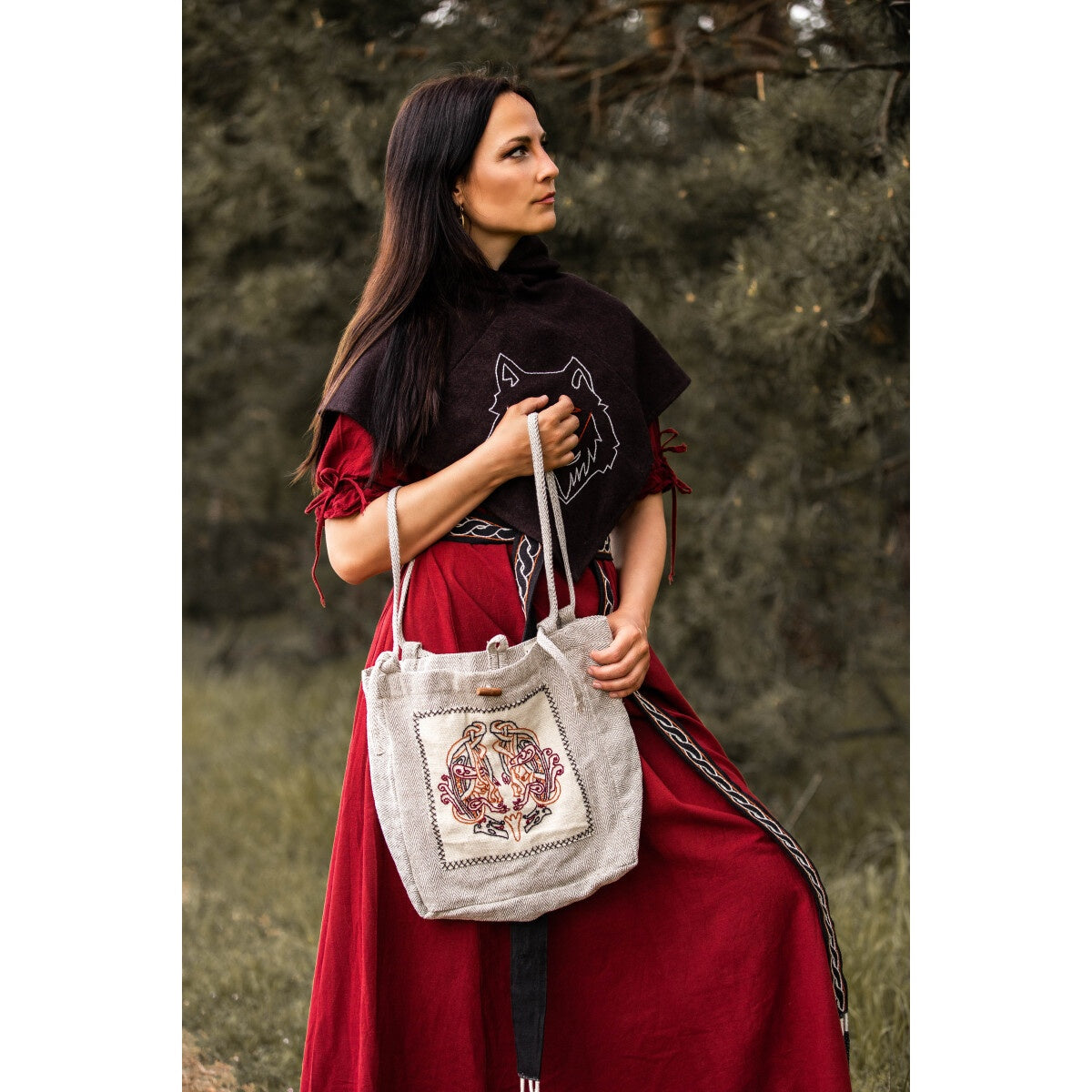 Immagine del prodotto Borsa a tracolla medievale Tora con ricamo beige