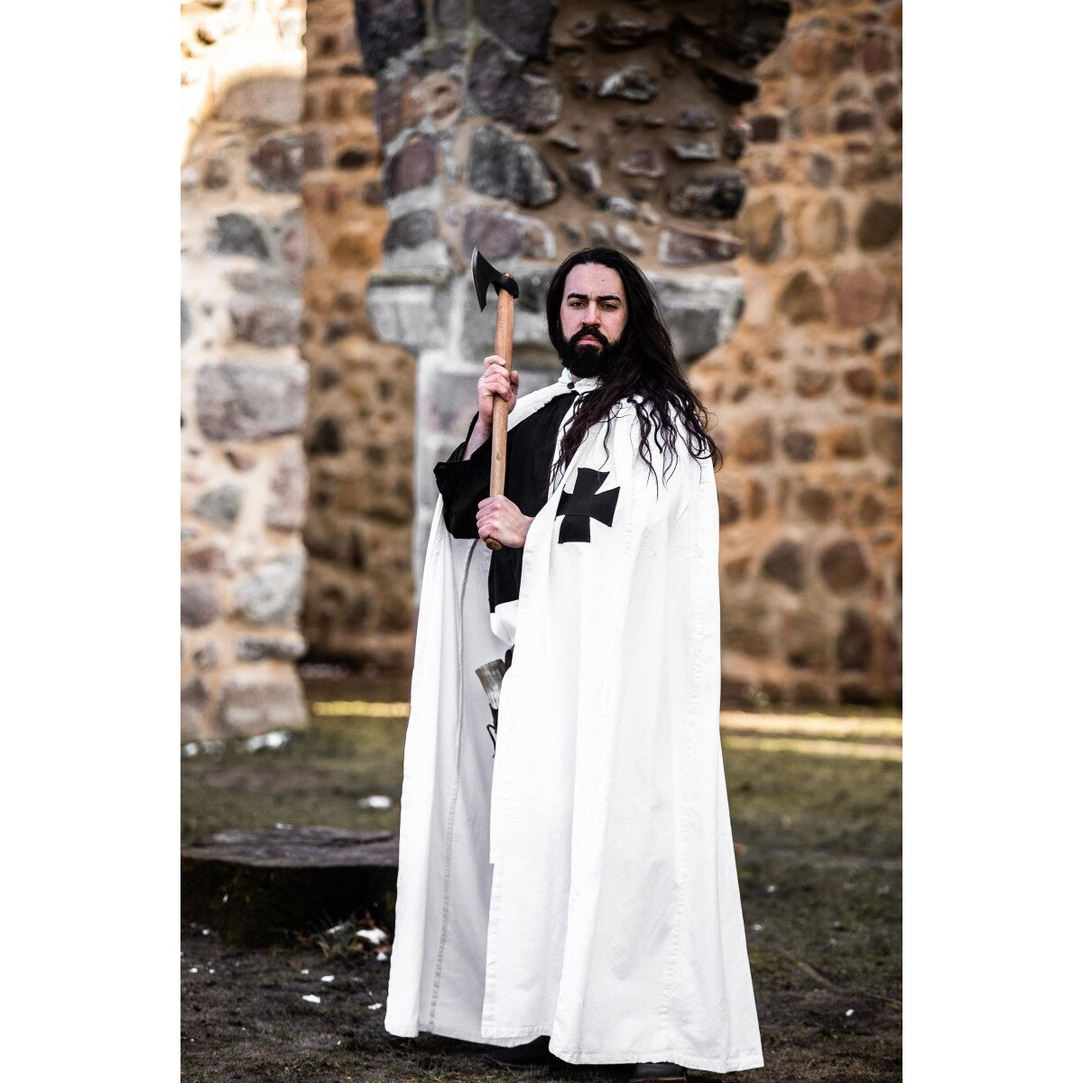 Immagine del prodotto Mantello medievale dei Cavalieri Templari Baldwin bianco-nero