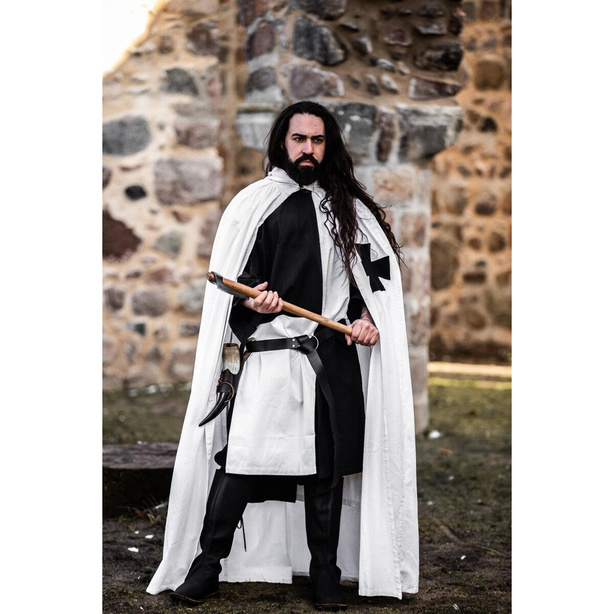 Immagine del prodotto Mantello medievale dei Cavalieri Templari Baldwin bianco-nero