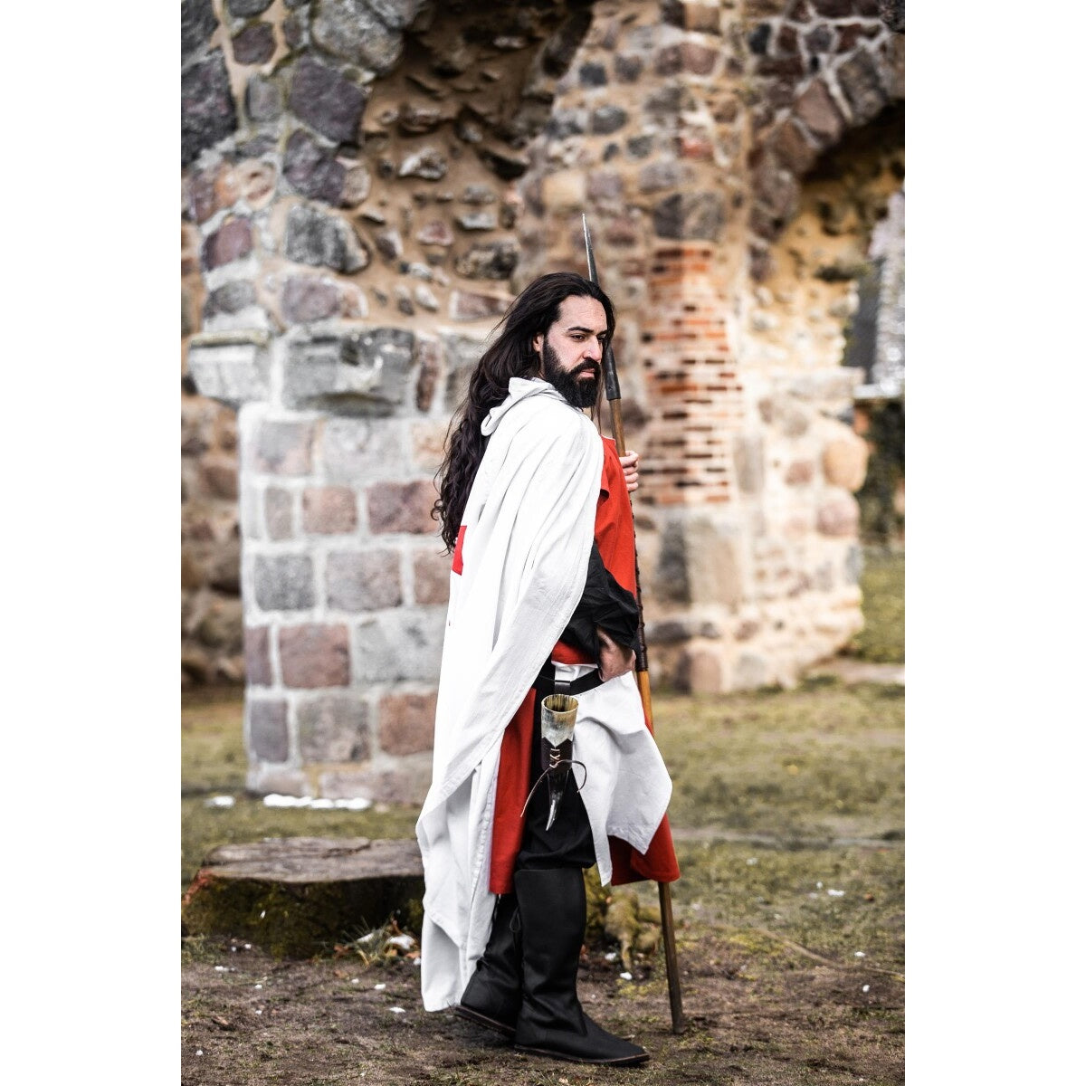 Immagine del prodotto Mantello medievale del cavaliere templare Arnulf bianco-rosso