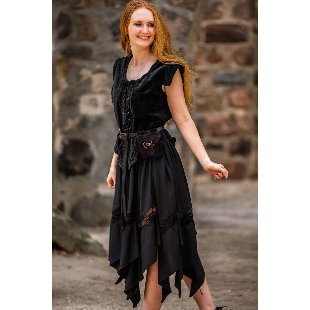 Immagine del prodotto Gilet corsetto medievale in velluto Adrienne nero
