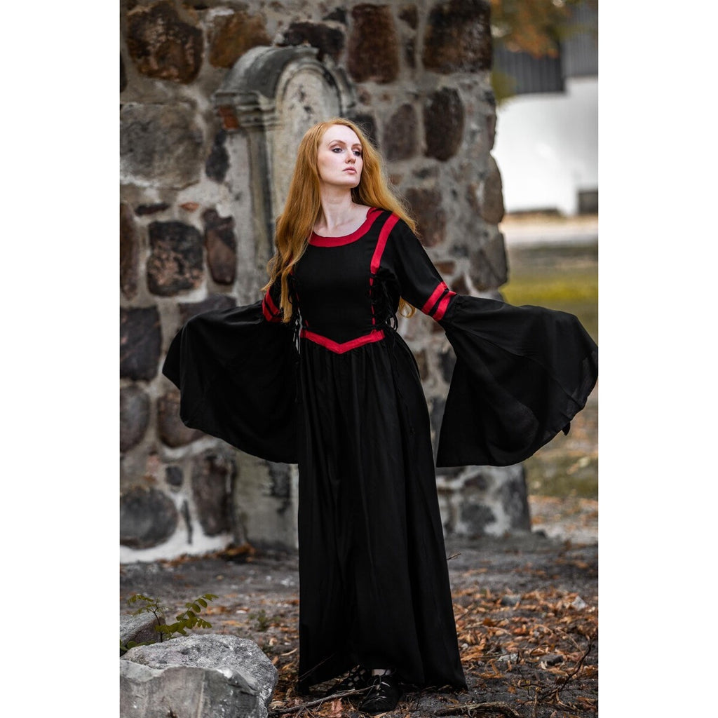 Immagine del prodotto Abito medievale con cappuccio Isolde nero-rosso