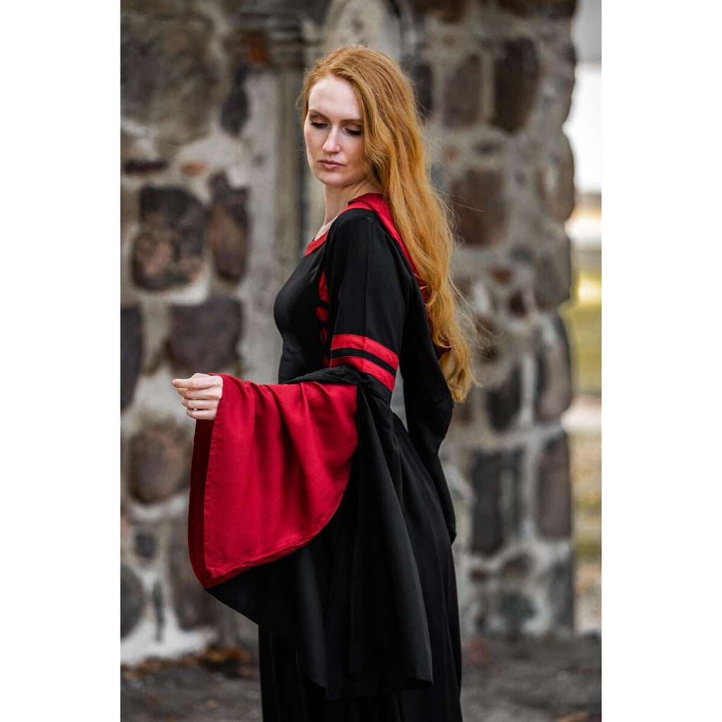 Immagine del prodotto Abito medievale con cappuccio Isolde nero-rosso