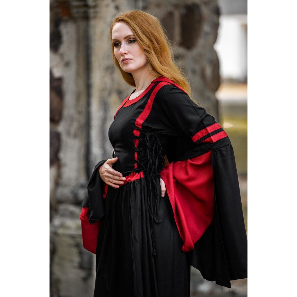 Immagine del prodotto Abito medievale con cappuccio Isolde nero-rosso