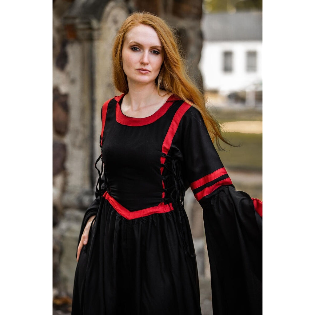 Immagine del prodotto Abito medievale con cappuccio Isolde nero-rosso