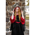 Immagine del prodotto Abito medievale con cappuccio Isolde nero-rosso
