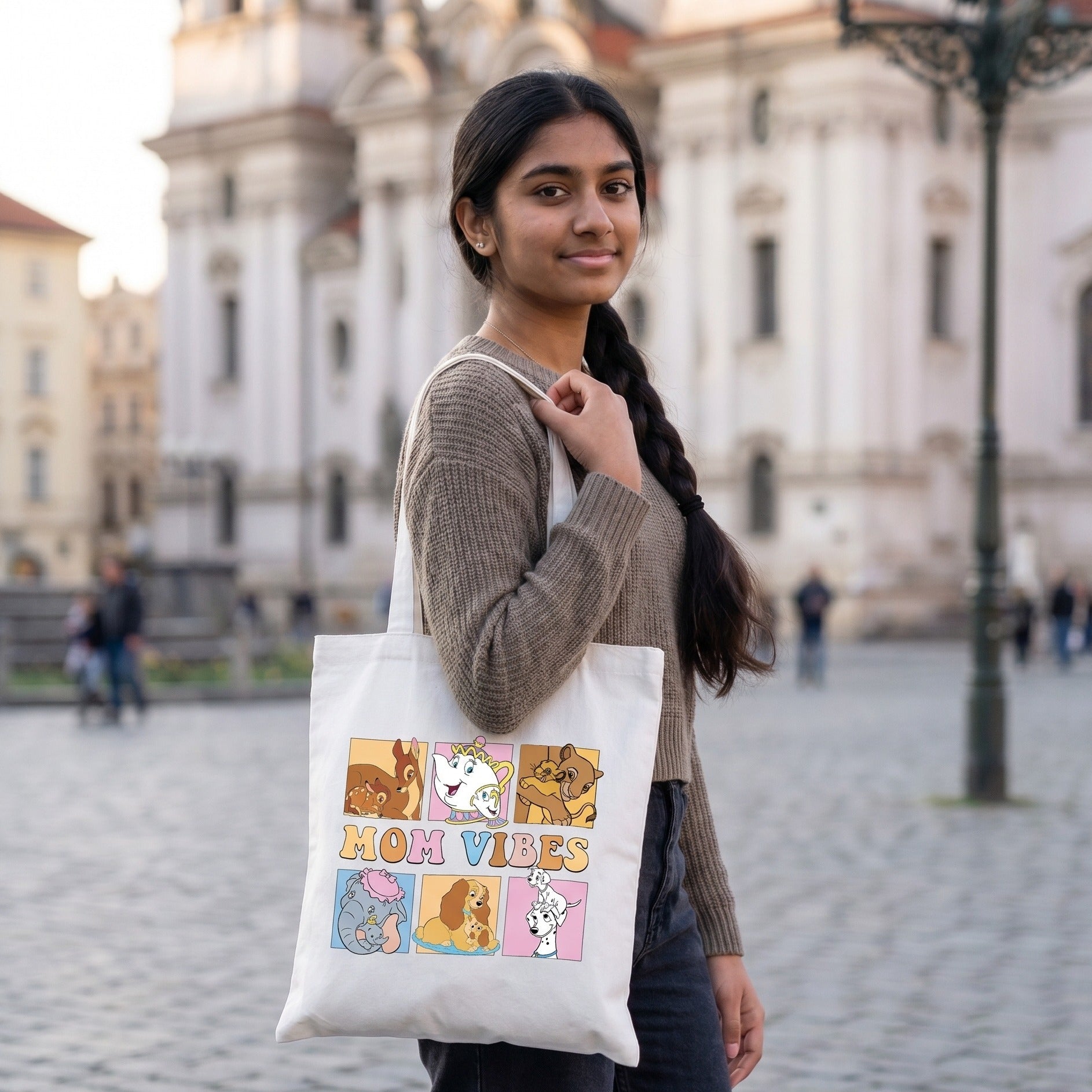 Immagine del prodotto Mom Vibes - Borsa di tela Disney bianca