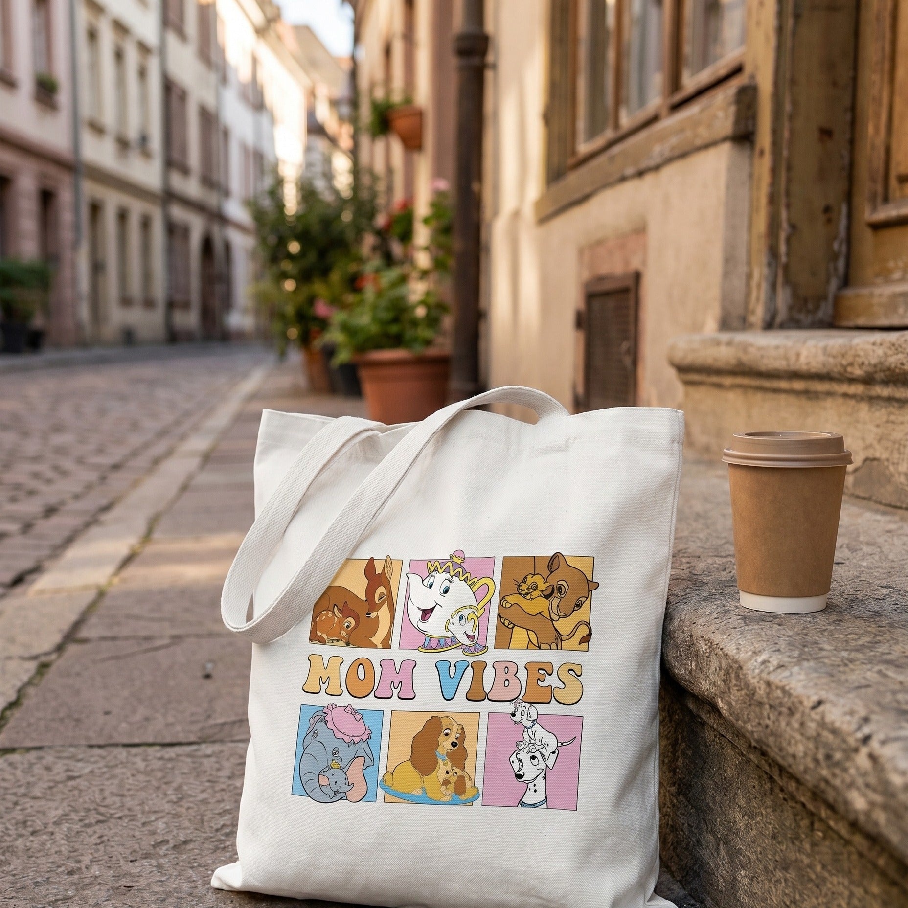 Immagine del prodotto Mom Vibes - Borsa di tela Disney bianca